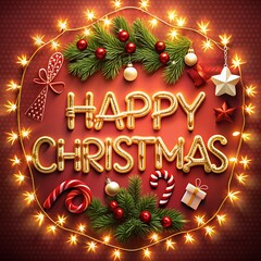 Sparkling Happy Christmas Illustration with Festive Background