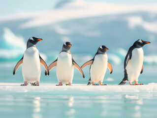 Fototapeta premium a photo groups of penguin at iceberg