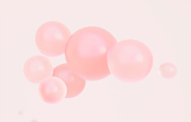 シンプルな空間に浮かぶピンクの泡, コスメやフェムケアコンセプトの3Dレンダリング抽象背景