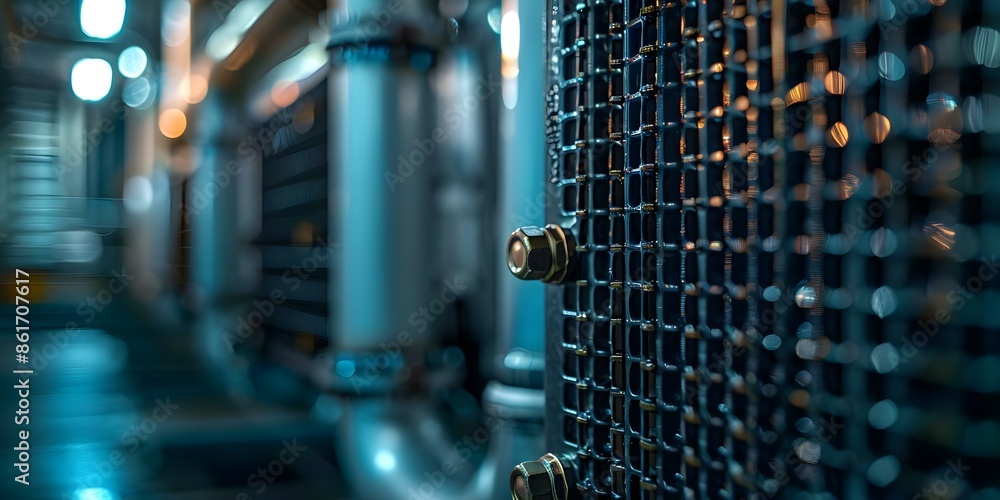 Poster optimizing heat exchanger in condenser unit for peak performance. concept heat exchanger efficiency,