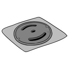 closed manhole cover illustration hand drawn isolated vector