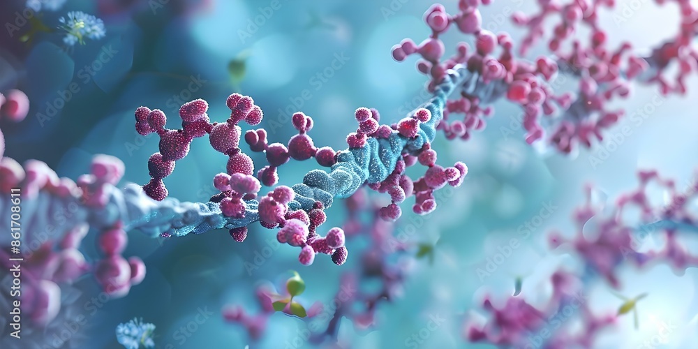 Poster exploring the process of developing therapeutic proteins through recombinant dna technology. concept