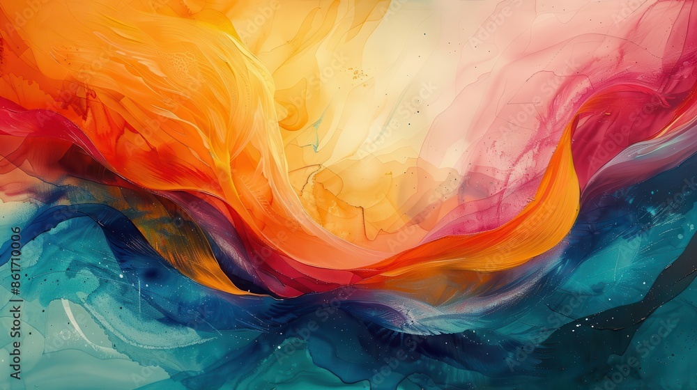 Aufkleber dynamic abstract watercolor with swirling patterns of bold colors