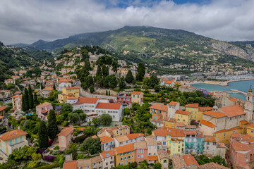 Naklejka premium Aerial summer view of Menton, French Riviera (Côte d'Azur), France