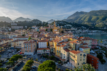 Aerial summer view of Menton, French Riviera (C&ocirc;te d'Azur), France