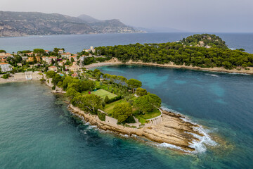 Aerial summer view of Saint-Jean-Cap-Ferrat, French Riviera (Côte d'Azur), France