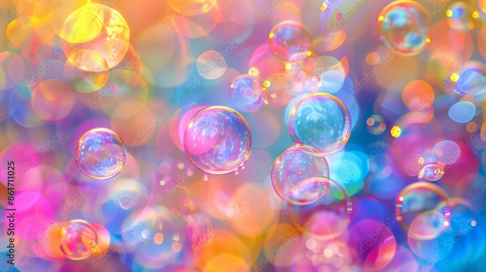 Aufkleber a colorful background with bubbles floating in the air. ai.
