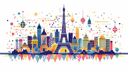minimalistic line quality design, graphic that is a summer olympic games PARIS, all on a white background.generative ai