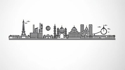 Obraz premium minimalistic line quality design, graphic that is a summer olympic games PARIS, all on a white background.generative ai