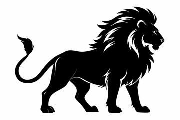 isolated black silhouette of a lion collection, lion black silhouette icon vector
