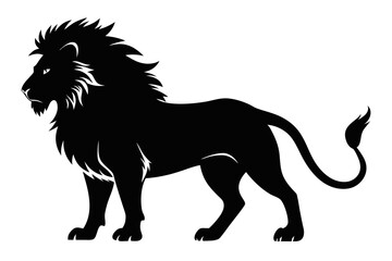 isolated black silhouette of a lion collection, lion black silhouette icon vector
