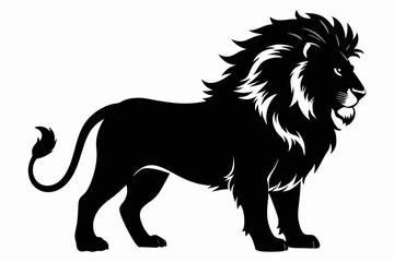 isolated black silhouette of a lion collection, lion black silhouette icon vector
