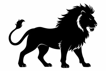 isolated black silhouette of a lion collection, lion black silhouette icon vector
