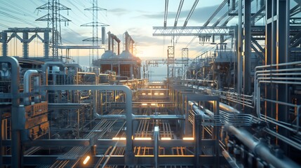 Fototapeta premium 14. Generate a scene of AI-guided maintenance scheduling in a power generation facility, predicting equipment failures and optimizing maintenance routines.