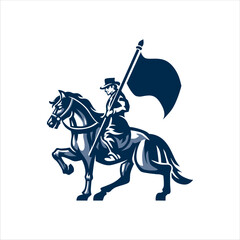 cowboy riding with flag logo