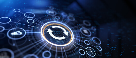 Update software application version upgrade icon on virtual screen.