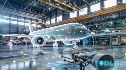 Obraz premium 17. Craft an AI-powered inspection system for aerospace manufacturing, ensuring precision and compliance with stringent safety and quality standards.