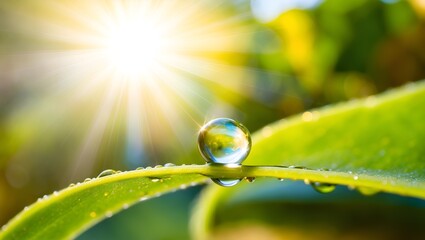 A photorealistic painting capturing the mesmerizing beauty of a single water droplet, suspended in mid-air, as it prepares to embark on its journey towards the earth below. The droplet.