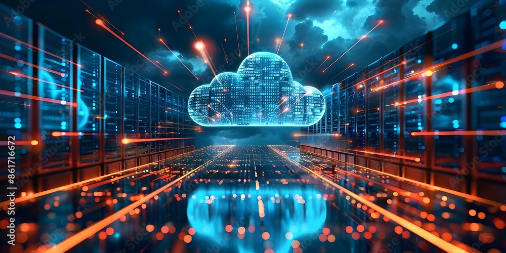 Aufkleber data migration transitioning from on-premises servers to cloud storage. concept on-premises servers,