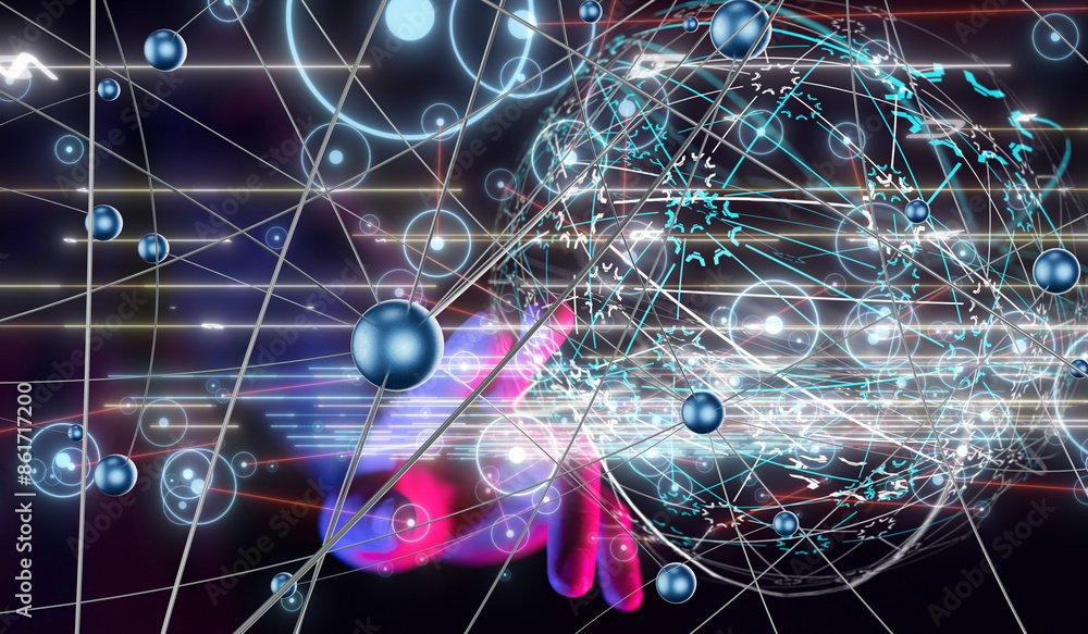 Poster conference digital network and data concept 3d
