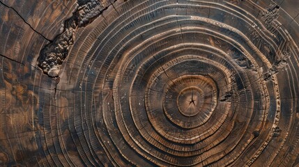 Fototapeta premium weathered wooden log showcasing annual growth rings and rich texture nature abstract photography