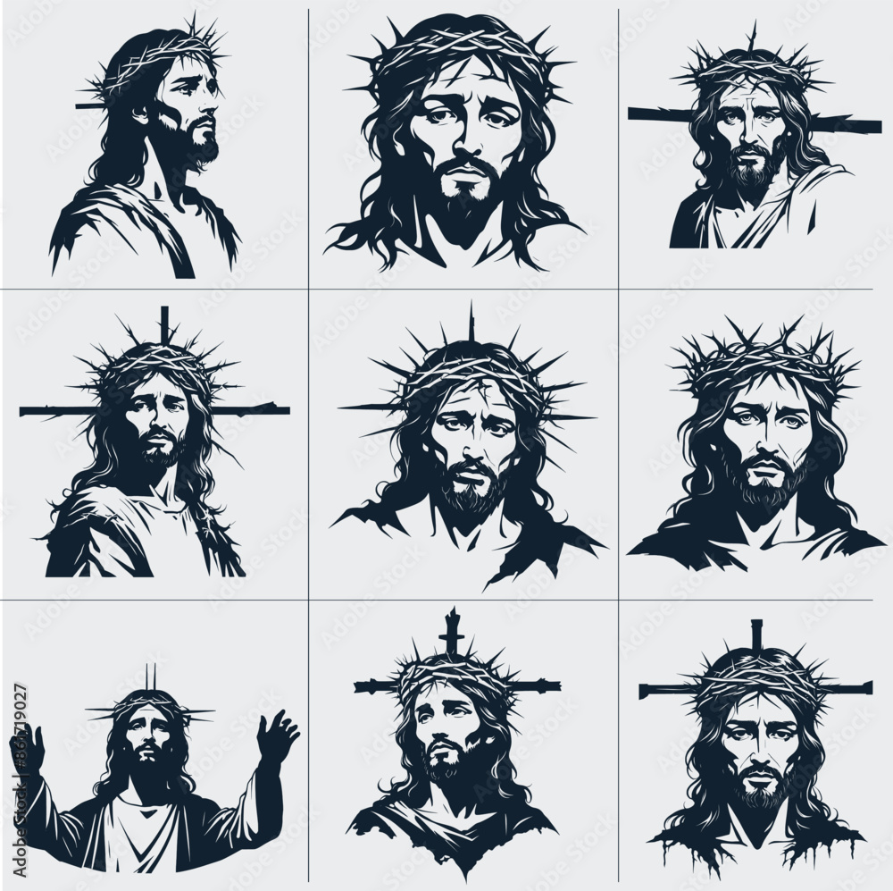 Wall mural Jesus Christ Crown of Thorns  Cross Svg