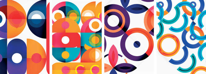 Round geometric elements and circles in background design for wallpaper, business card, cover, poster, banner, brochure, header, website