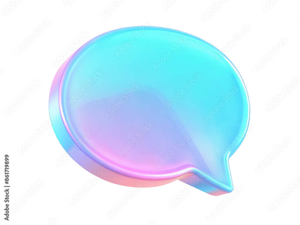 Poster iridescent 3d speech bubble icon in gradient colors. perfect for chat, communication, and messaging 