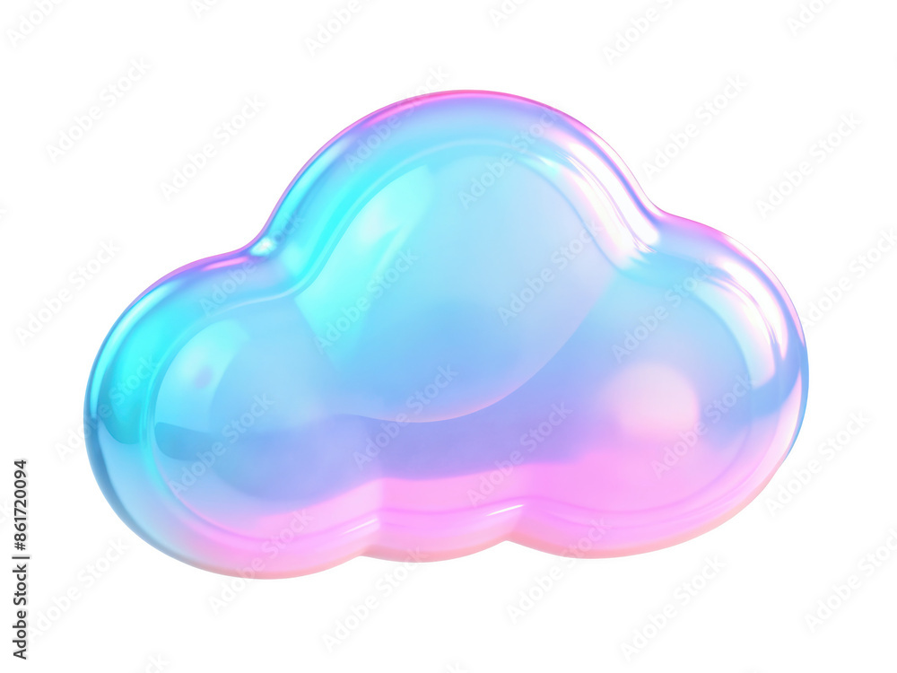 Poster iridescent 3d cloud icon in gradient colors. ideal for weather and cloud computing symbols in digita
