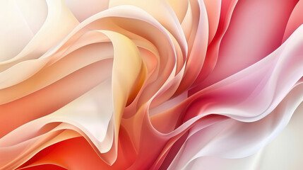 A long, flowing piece of fabric with a pink and orange hue