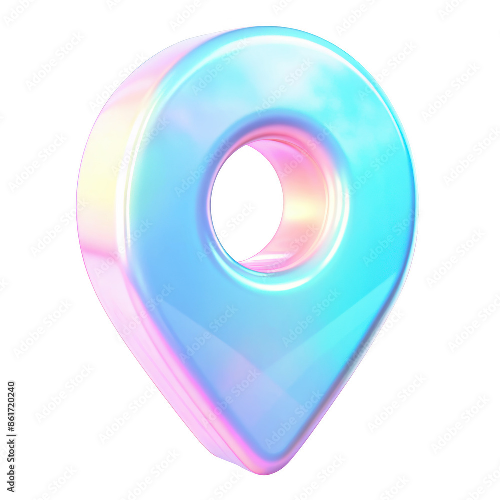 Poster iridescent 3d map pin icon in gradient colors. perfect for location and navigation symbols in digita