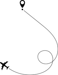 Fototapeta premium Airplane line path icon of air plane flight route with start point and line trace. Vector illustration.