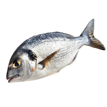 [Transparent Background PNG]Fresh whole gilthead bream fish on white background