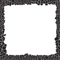 square vector frame with stones mosaic pattern. decorative border. simple black and white background. classic ornament. Empty space.