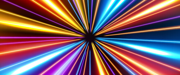 Abstract Tunnel Speed Light Starburst Background Dynamic Technology Concept, Vector Illustration