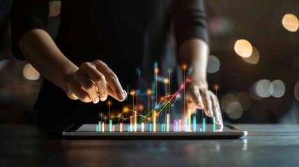 Digital Success Business Executive Analyzing Data on Tablet Innovative Technology and Strategy Concept