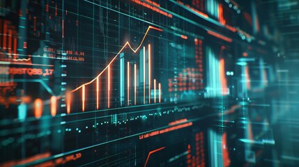 Dynamic Data Visualization Closeup of Financial Charts on Digital Screen