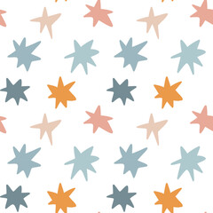 Vector hand drawn seamless pattern cute stars Wrapping design