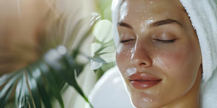 Young woman receiving a hydrating skin care treatment at the spa. Concept Spa Treatment, Skincare Routine, Relaxation Session, Professional Care, Self-Care Routine