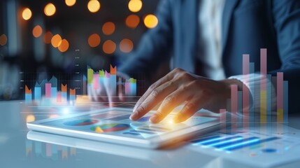 Digital Discovery Hands Engaged in Tablet Presentation with Business Documents Visible