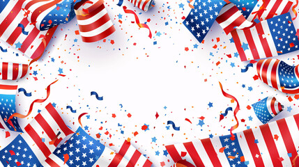 Obraz premium Happy presidents day banner mockup with Americans flag with background