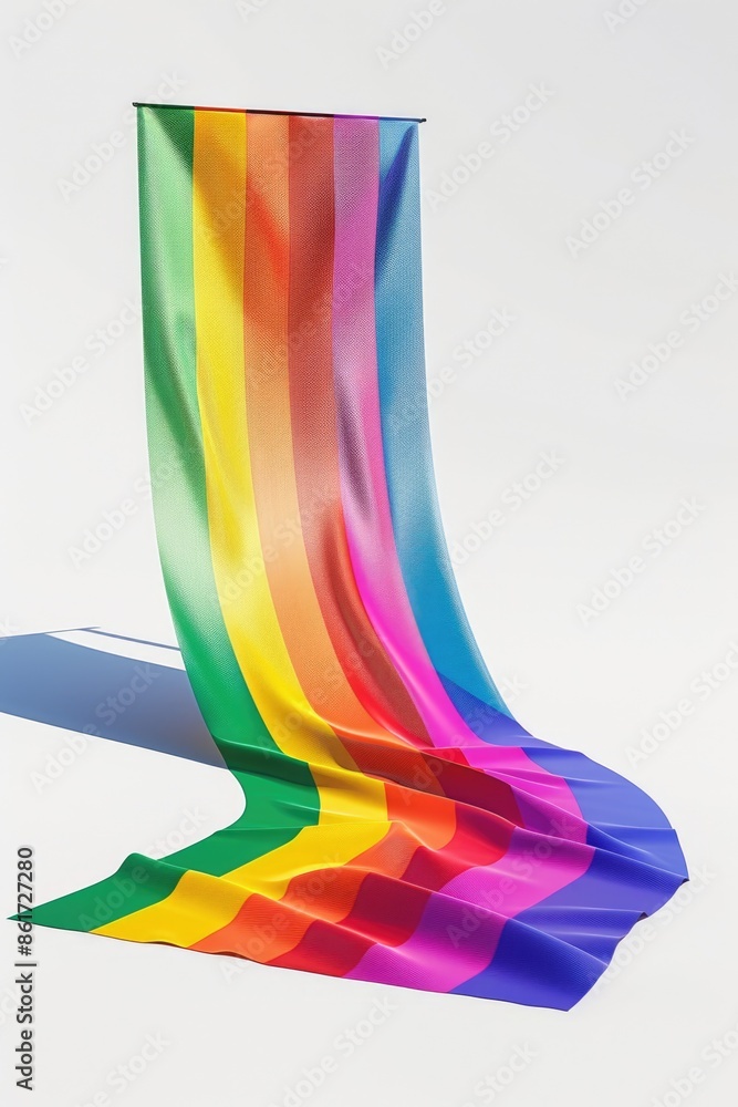 Aufkleber a rainbow flag is displayed on a white background. the flag is made of a colorful material and is lo