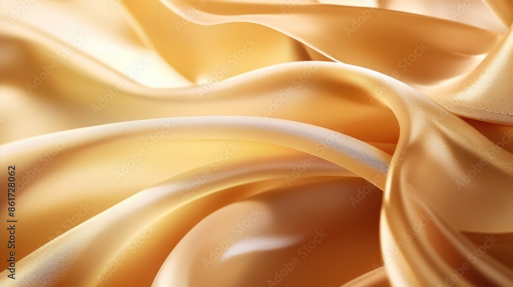 Poster a gold fabric with a shiny texture. the fabric is draped over a surface, creating a sense of movemen