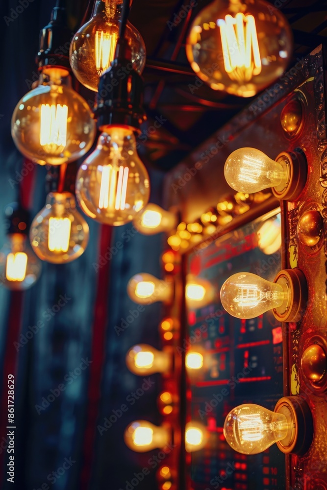 Aufkleber a close up of a bunch of lights, some of which are yellow and some are white. the lights are hanging