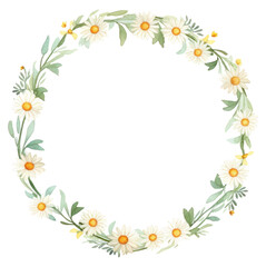 PNG Little daisy circle border pattern flower wreath.