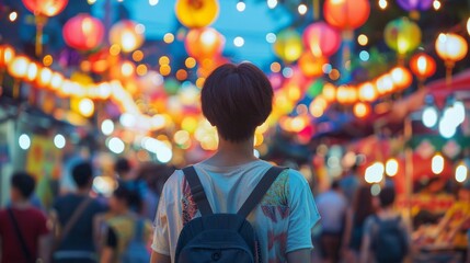 Fototapeta premium Bustling City Fiesta Vibrant Street Festival Exploration