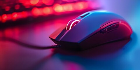 Computer mouse clicks enable safety settings for online gaming in closeup. Concept Online Gaming, Computer Mouse, Safety Settings, Close-up Shot, Technology