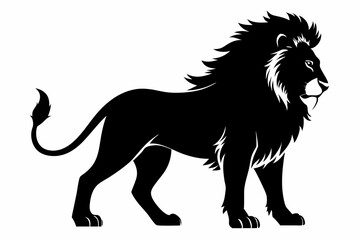 isolated black silhouette of a lion collection, lion black silhouette icon vector