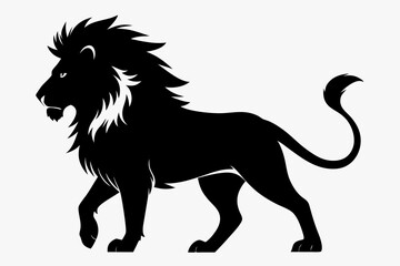 isolated black silhouette of a lion collection, lion black silhouette icon vector