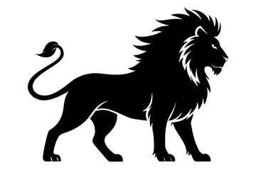 isolated black silhouette of a lion collection, lion black silhouette icon vector
